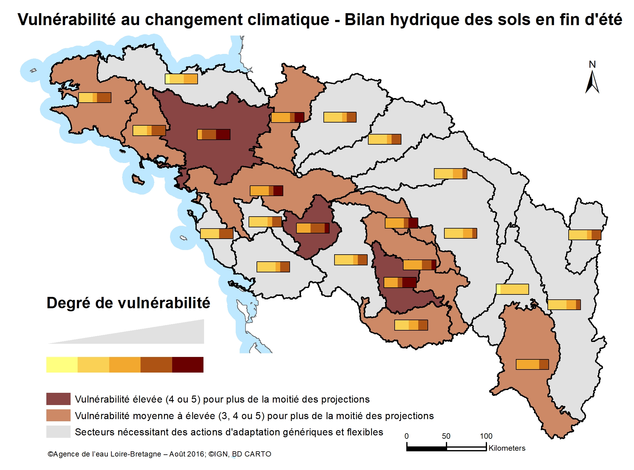 Vulnérabilité au changement climatique - Bilan hydrique des sols en fin d'été