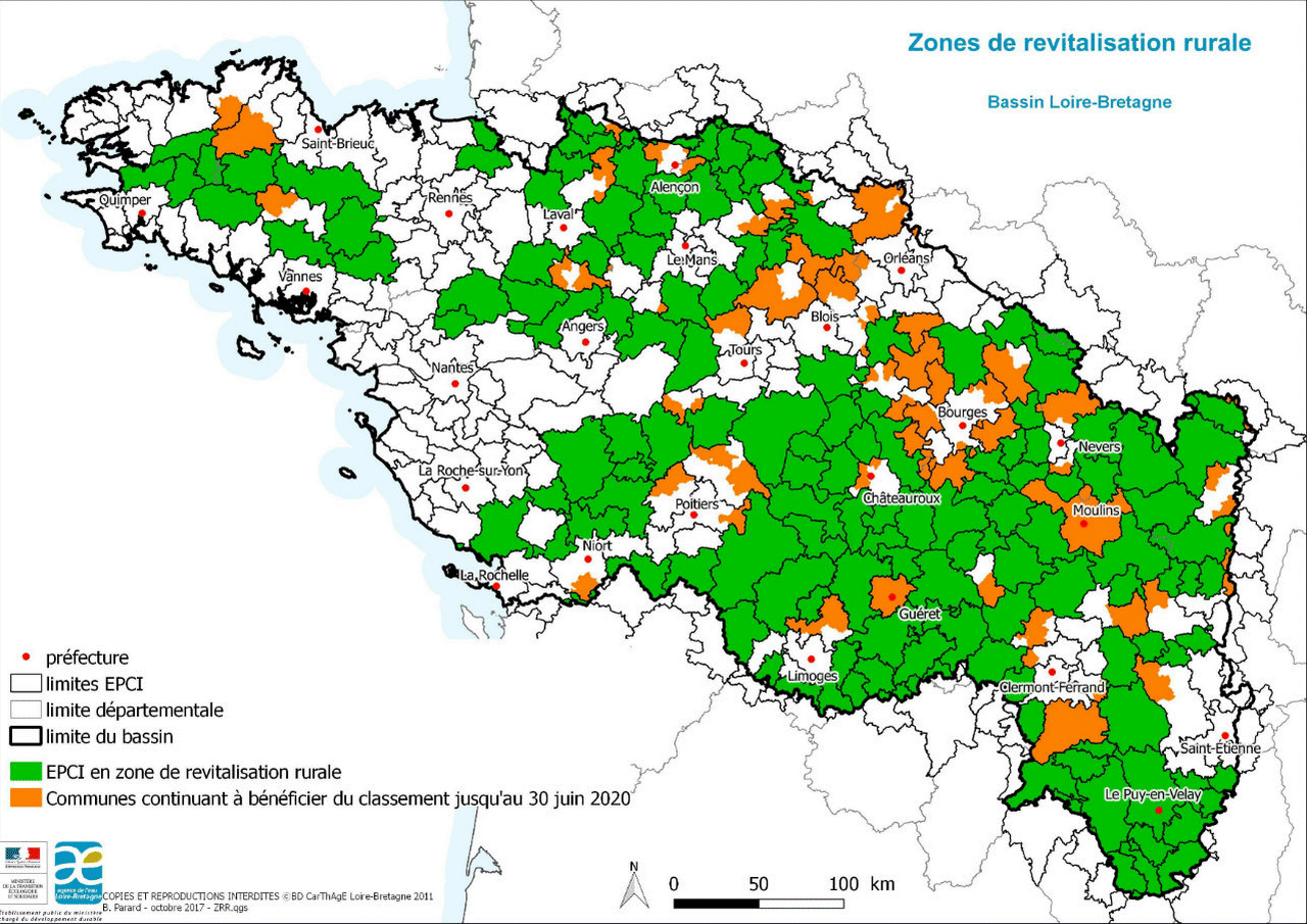 Zones de revitalisation rurale du bassin Loire-Bretagne